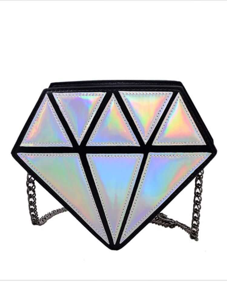 حقيبة فضية بتصميم مثلثات وسلسلة شنط وحقائب متوفر 1 لون فضي