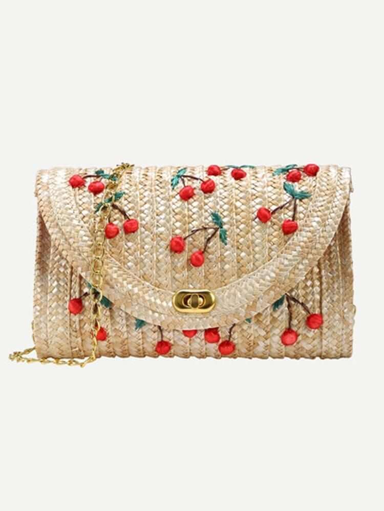 حقيبة كتف من العشب المنسوجة شنط وحقائب متوفر 1 لون بيج