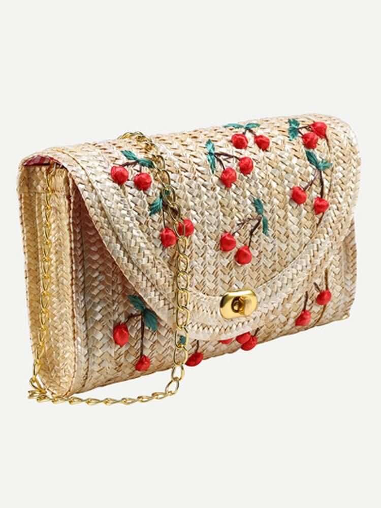 حقيبة كتف من العشب المنسوجة شنط وحقائب متوفر 1 لون