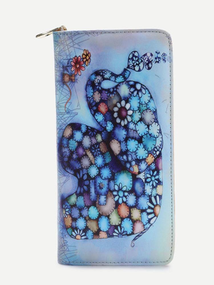 محفظة نسائية مطبوع عليها فيل محافظ بوك ازرق