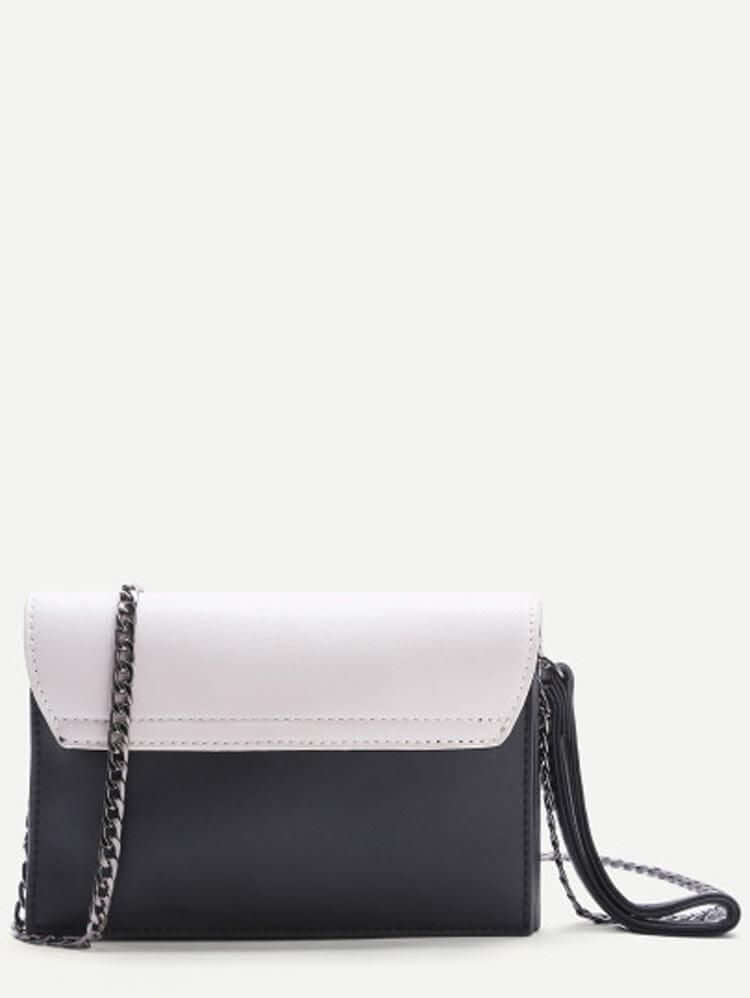 حقيبة كتف نسائية بلونين وسلسلة شنط وحقائب متوفر 1 لون