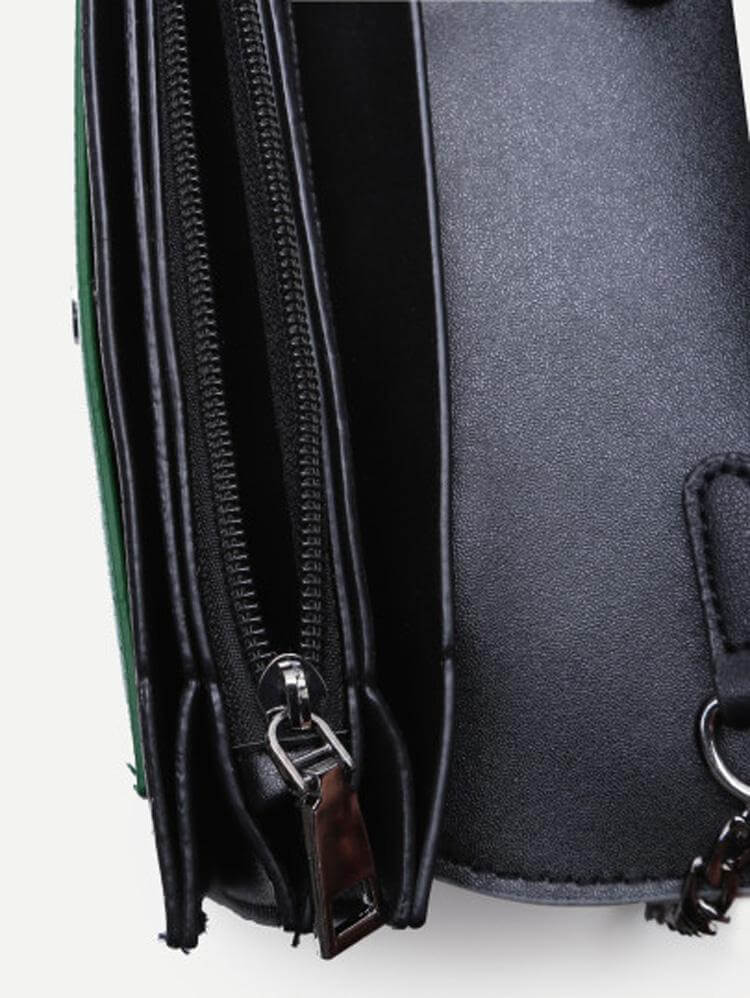 حقيبة كتف نسائية بلونين وسلسلة شنط وحقائب متوفر 1 لون