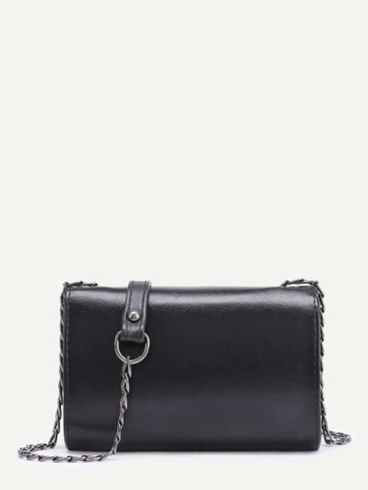 حقيبة كتف مزينة بورقة شجر معدنية وسلسلة شنط وحقائب متوفر 2 لون