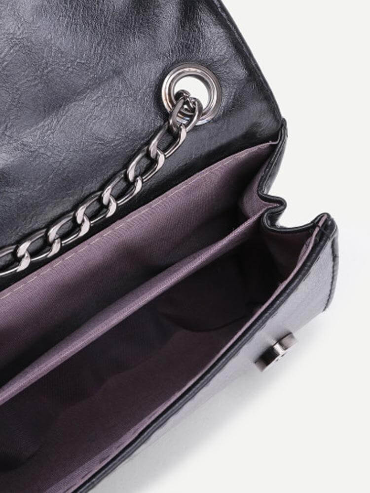 حقيبة كتف مزينة بورقة شجر معدنية وسلسلة شنط وحقائب متوفر 2 لون