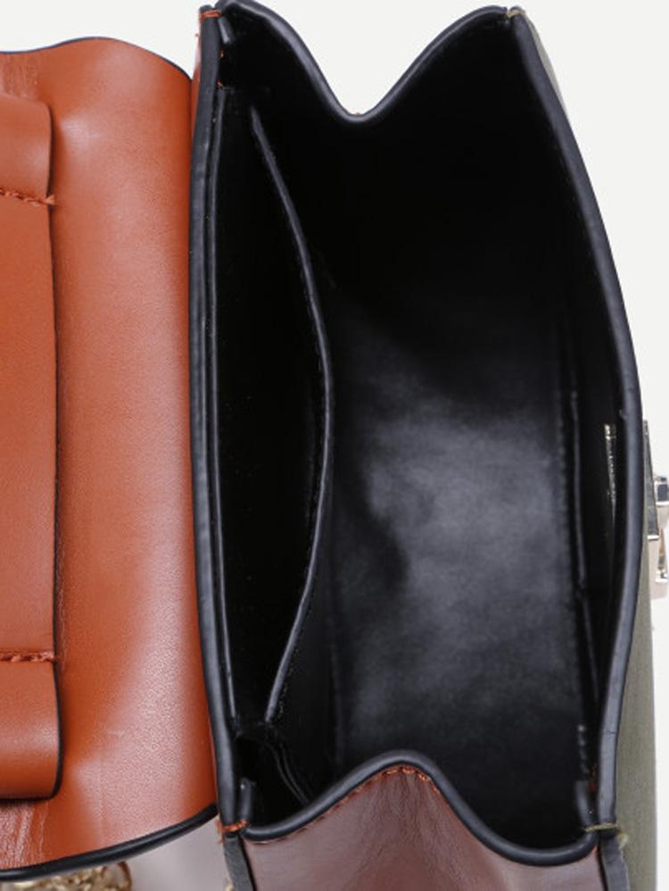 حقيبة كتف جلد بسلسلة لونين شنط وحقائب متوفر 1 لون