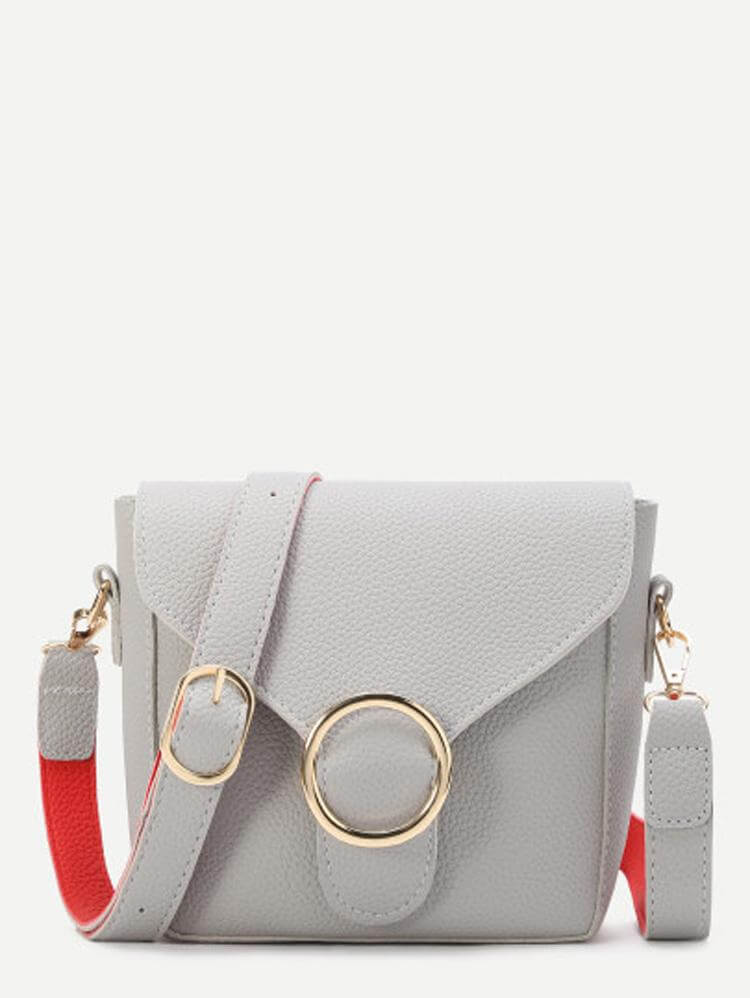 حقيبة نسائية جلد بتفصيل مميز شنط وحقائب متوفر 2 لون رمادي