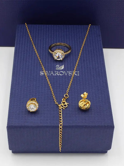 طقم سواروفسكي 3 قطع ذهبي اطقم Swarovski