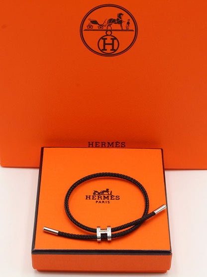 اسوارة هيرمز جلد اسود لوقو اسواره HERMES
