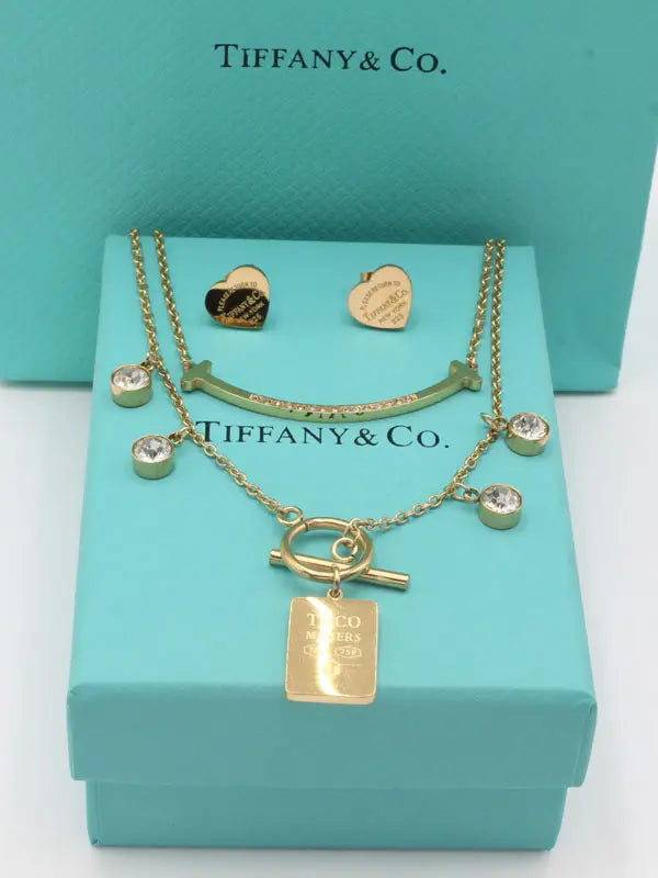 طقم تيفاني ميتال دبل شاين ستونز اطقم tiffany