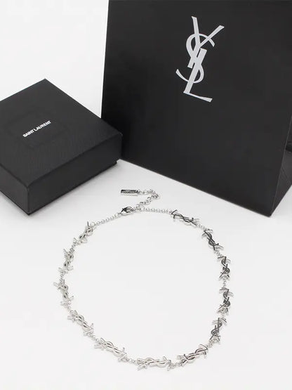 سلسال ايف سان لوران عقد لوقو سلسال ysl فضي