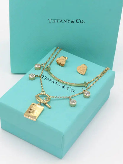 طقم تيفاني ميتال دبل شاين ستونز اطقم tiffany