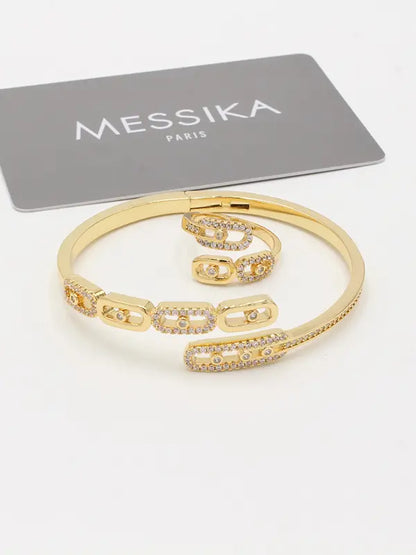 اسواره وخاتم ميسيكا زركون 784 اسواره messika ذهبي