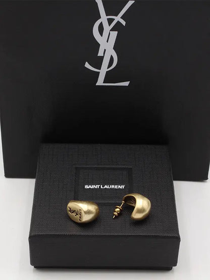 حلق ايف سان لوران ذهبي مطفي لوقو حلق ysl