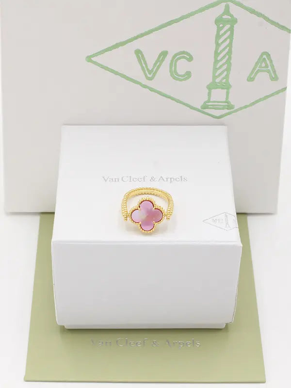 خاتم فان كليف الجديد متحرك وجهين لوقو خواتم van cleef بينك ذهبي 7