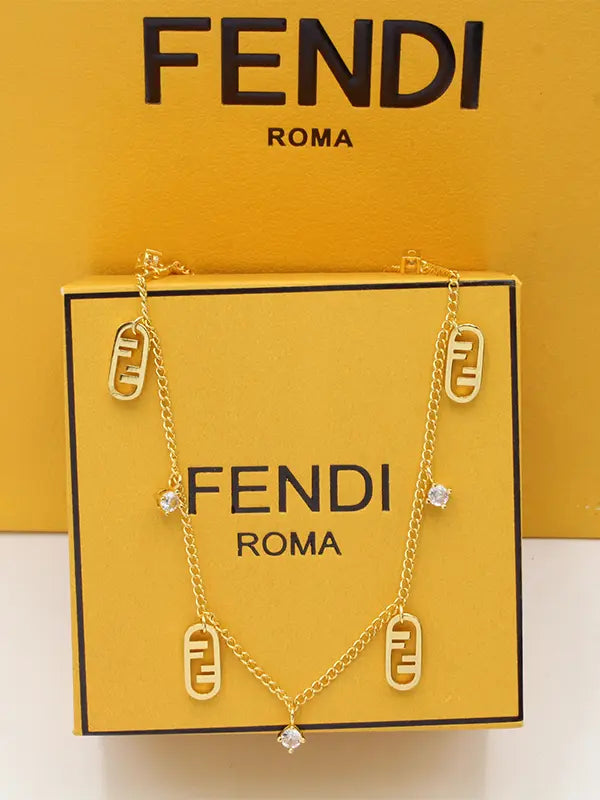 تشوكر فندي ميتال اند ستونز لوقو سلسال fendi ذهبي