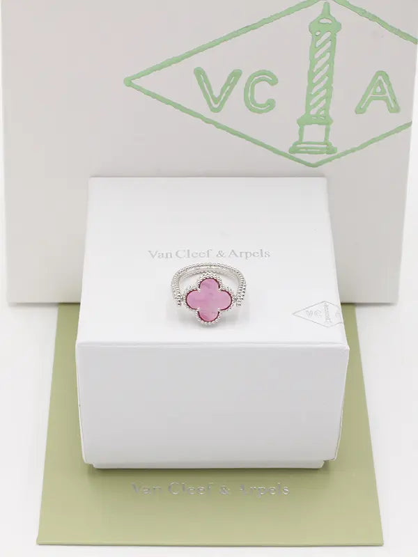 خاتم فان كليف الجديد متحرك وجهين لوقو خواتم van cleef بينك فضي 7
