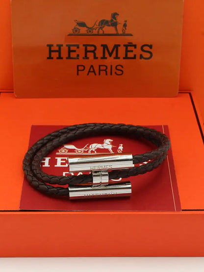 اسواره هيرمز لوقو نيو ليذر نسائي اسواره HERMES بني فضي نسائي 17