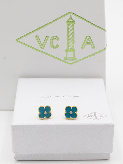 حلق فان كليف ستون لوقو حلق van cleef تركواز ذهبي