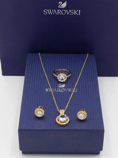 طقم سواروفسكي 3 قطع ذهبي زركون اطقم Swarovski