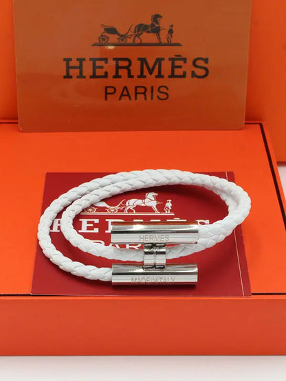 اسواره هيرمز لوقو نيو ليذر نسائي اسواره HERMES ابيض فضي نسائي 17