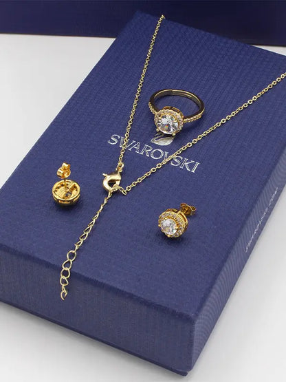 طقم سواروفسكي 3 قطع ذهبي زركون اطقم Swarovski
