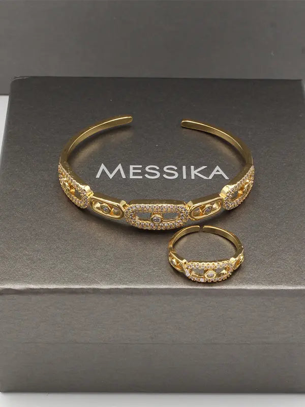 اسواره وخاتم ميسيكا زركون 783 اسواره messika ذهبي