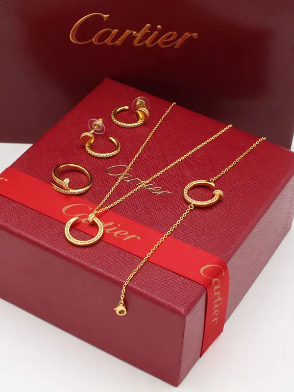 طقم كارتير مسمار ناعم 3 قطع زركون اطقم CARTIER