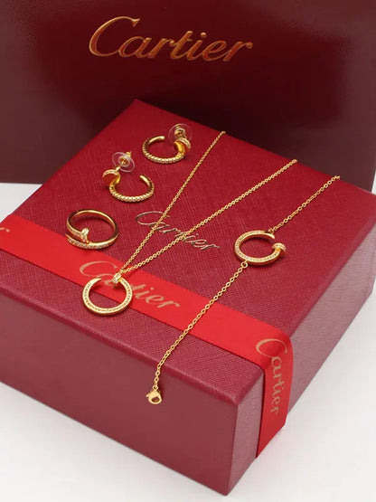 طقم كارتير مسمار ناعم 3 قطع زركون اطقم CARTIER