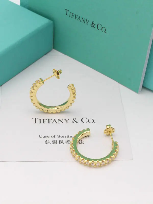 حلق تيفاني الجديد ماستر زركون دائري حلق tiffany ذهبي
