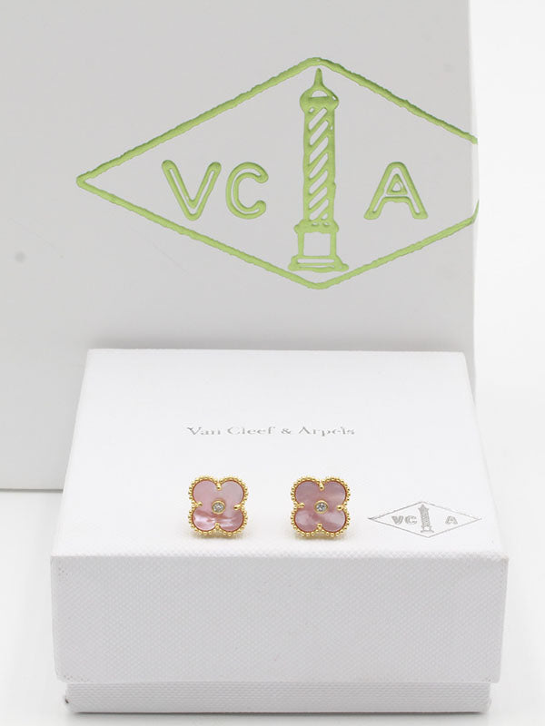 حلق فان كليف ستون لوقو حلق van cleef بينك ذهبي