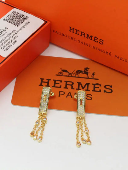 حلق هيرميز نيو لوك زركون الماستر 704 حلق HERMES ذهبي