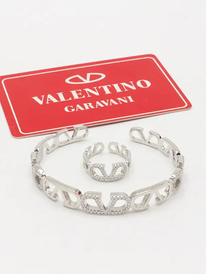 اساور وخاتم فالنتينو زركون 790 اسواره VALENTINO فضي