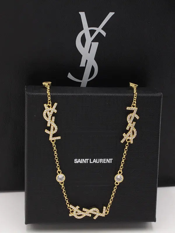 سلسال ايف سان لوران لولو كبير لوقو سلسال ysl ذهبي