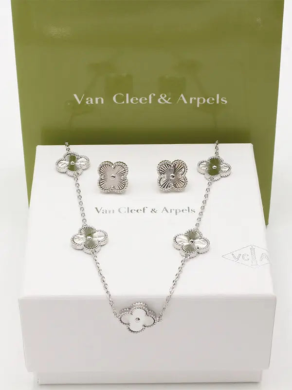 طقم فان كليف شيل 2 قطع اطقم van cleef فضي