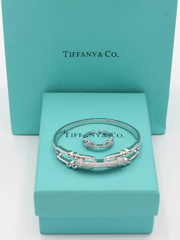 اساور تيفاني بانقل مع خاتم اسواره tiffany فضي