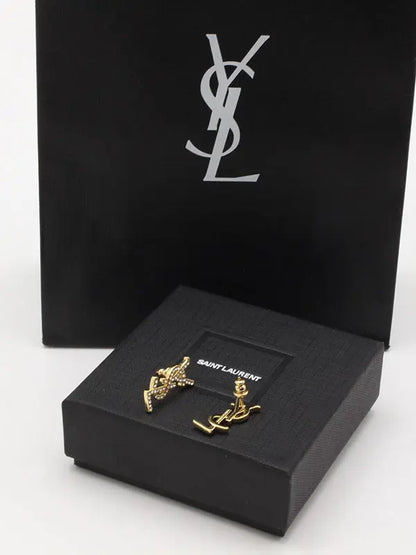 حلق ايف سان لوران كريستال لوقو حلق ysl