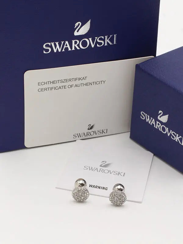 حلق سواروفسكي نيو ستون صغير لوقو حلق Swarovski فضي