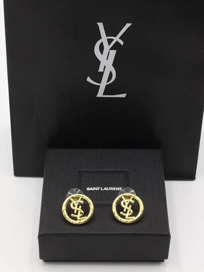 حلق ايف سان لوران ميتال مدور لوقو حلق ysl
