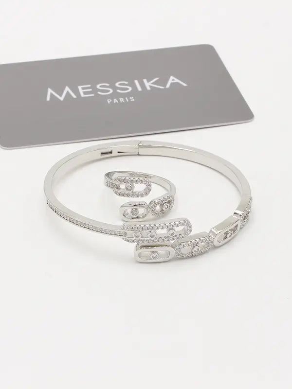 اسواره وخاتم ميسيكا زركون 784 اسواره messika فضي
