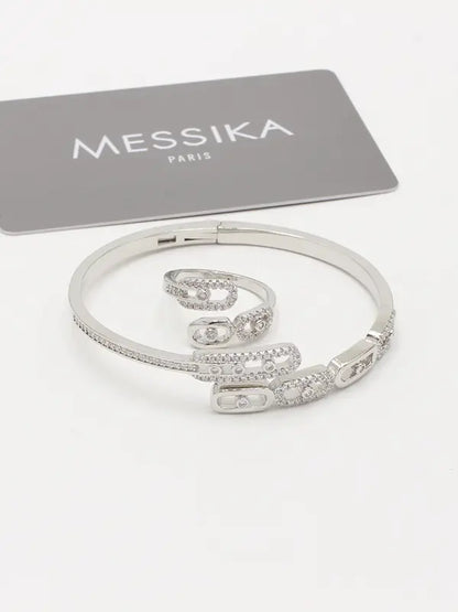 اسواره وخاتم ميسيكا زركون 784 اسواره messika فضي