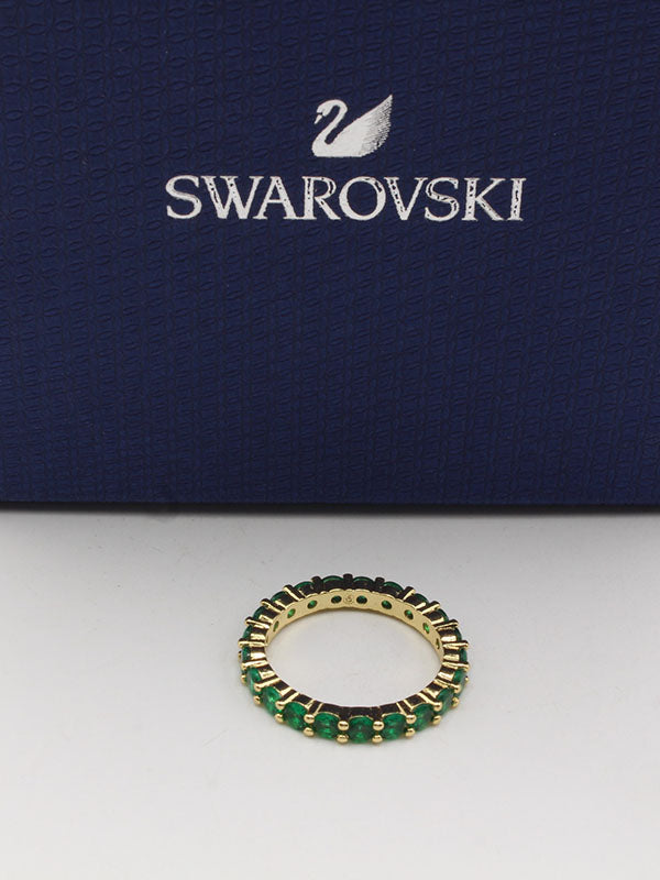 خاتم سواروفسكي دبله زركون خواتم Swarovski اخضر ذهبي 7