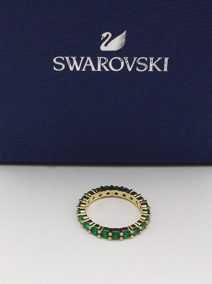 خاتم سواروفسكي دبله زركون خواتم Swarovski اخضر ذهبي 7