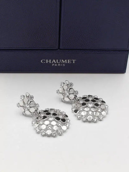 حلق شومية زركون الجديد لوقو حلق chaumet فضي