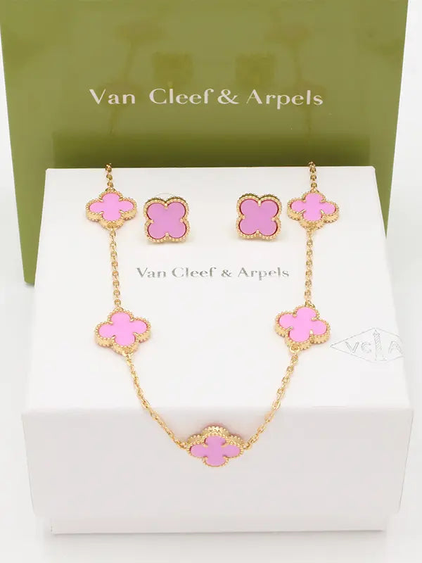 طقم فان كليف شيل 2 قطع اطقم van cleef وردي