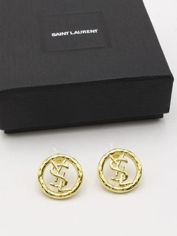 حلق ايف سان لوران ميتال مدور لوقو حلق ysl
