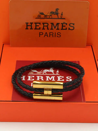 اسواره هيرمز لوقو نيو ليذر نسائي اسواره HERMES اسود ذهبي نسائي 17