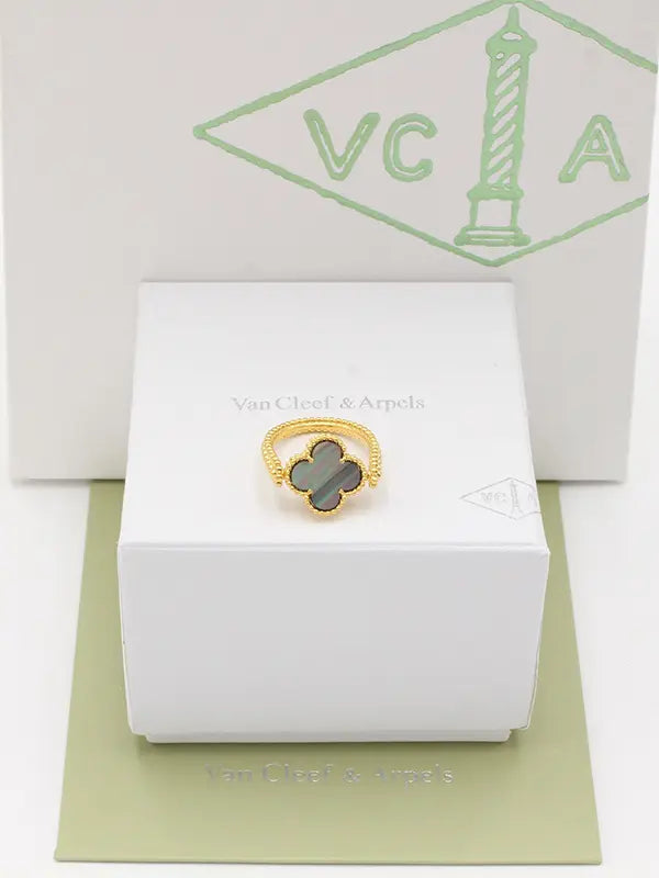 خاتم فان كليف الجديد متحرك وجهين لوقو خواتم van cleef رمادي ذهبي 7