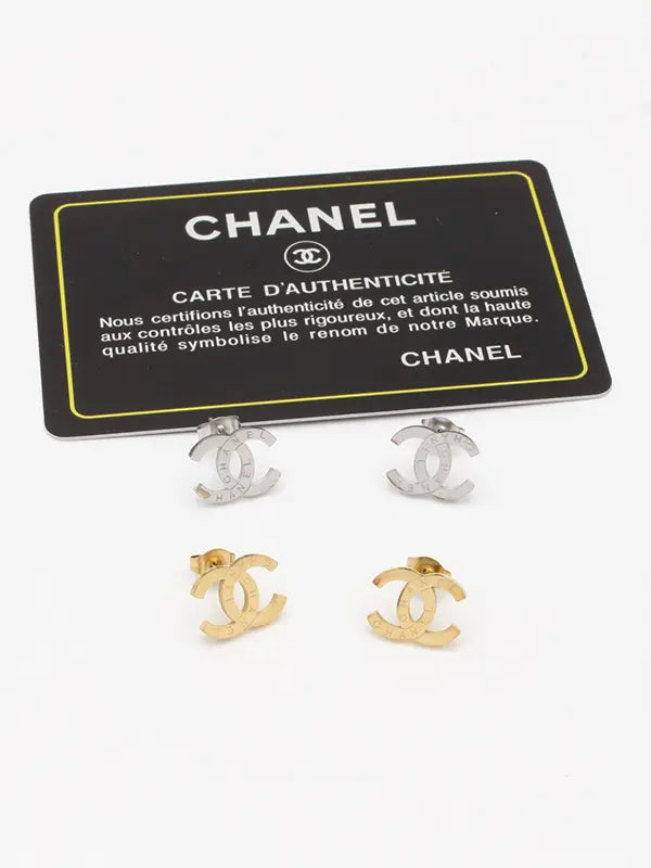 حلق شانيل ميتال لوقو 620 حلق chanel