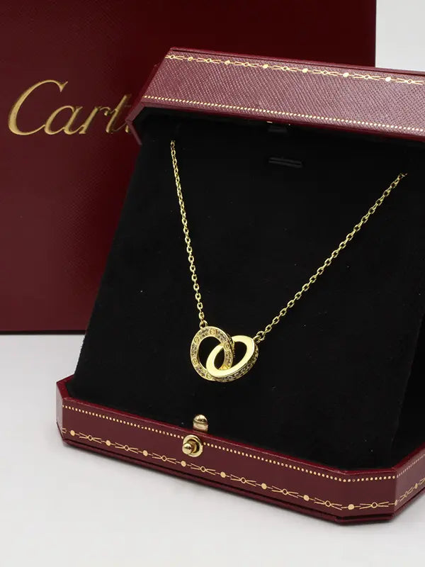 سلسال كارتير دبل رينقز لوقو كبير سلسال CARTIER ذهبي