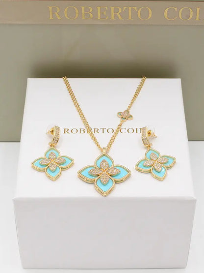 طقم روبرتو كوين 22690 اطقم roberto coin تركواز ذهبي